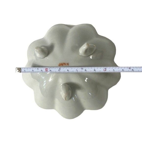 Hand Painted Finger Bowl With Floral Detail, Footed, Scalloped, Vintage Japan - Picture 8 of 10